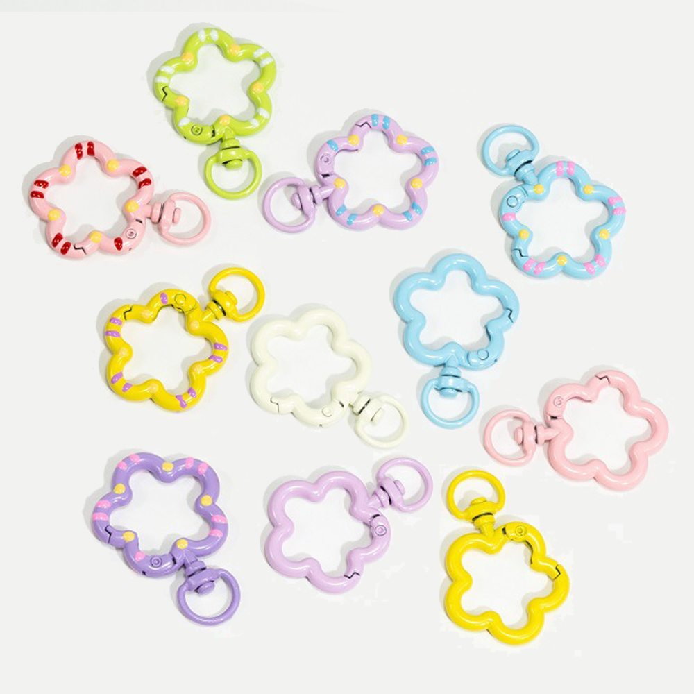 Flower Supply - 5 個の花スナップフックトリガークリップバックルキーホルダーロブスターロブスタークラスプフックネックレスキーリングクラスプジュエリーサプライ用
