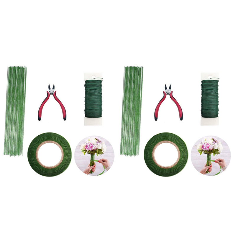 Wire Stem Florist - ABRW-2X フラワーアレンジメントツールキット フラワーテープ ステムラップ グリーンステムワイヤー 花束用花ワイヤー