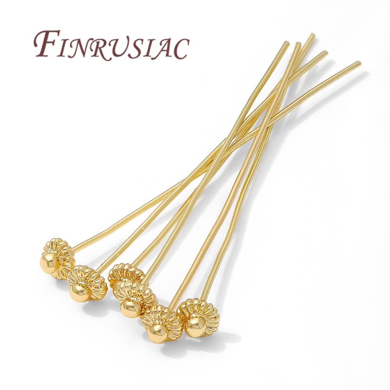 Flower Supply - 10/20個/ロット 18K金メッキピン ジュエリー製作用品用、真鍮製フラワーピン イヤリングアクセサリー用、DIYジュエリーパーツ