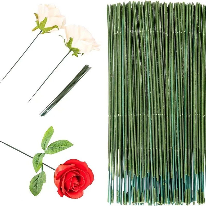 100個の花の茎、造花ロッド、フラワーアレンジメント用品用の - Wire Stem Florist のレビューと価格
