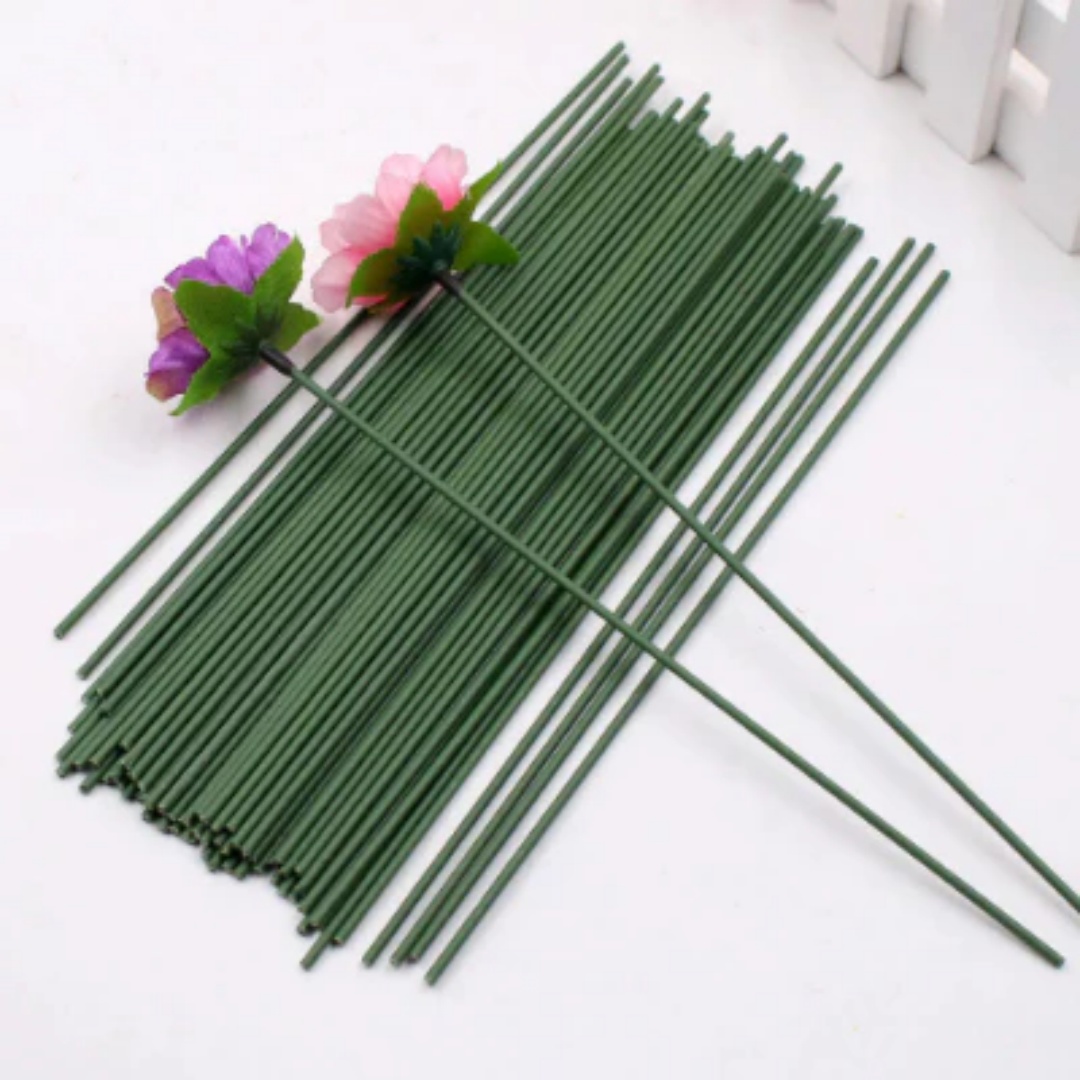 50 個花茎ワイヤー工芸品ダークグリーンワイヤー花屋用フラワ - Wire Stem Florist のレビューと価格