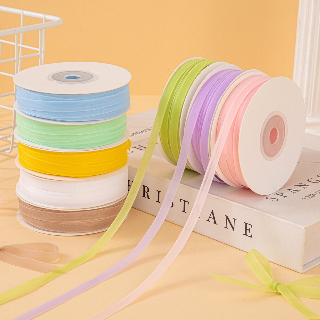 25ヤード/ロール 6mm 両面ミルクシアー オーガンザリボ - Ribbon Organza Roll のレビューと価格