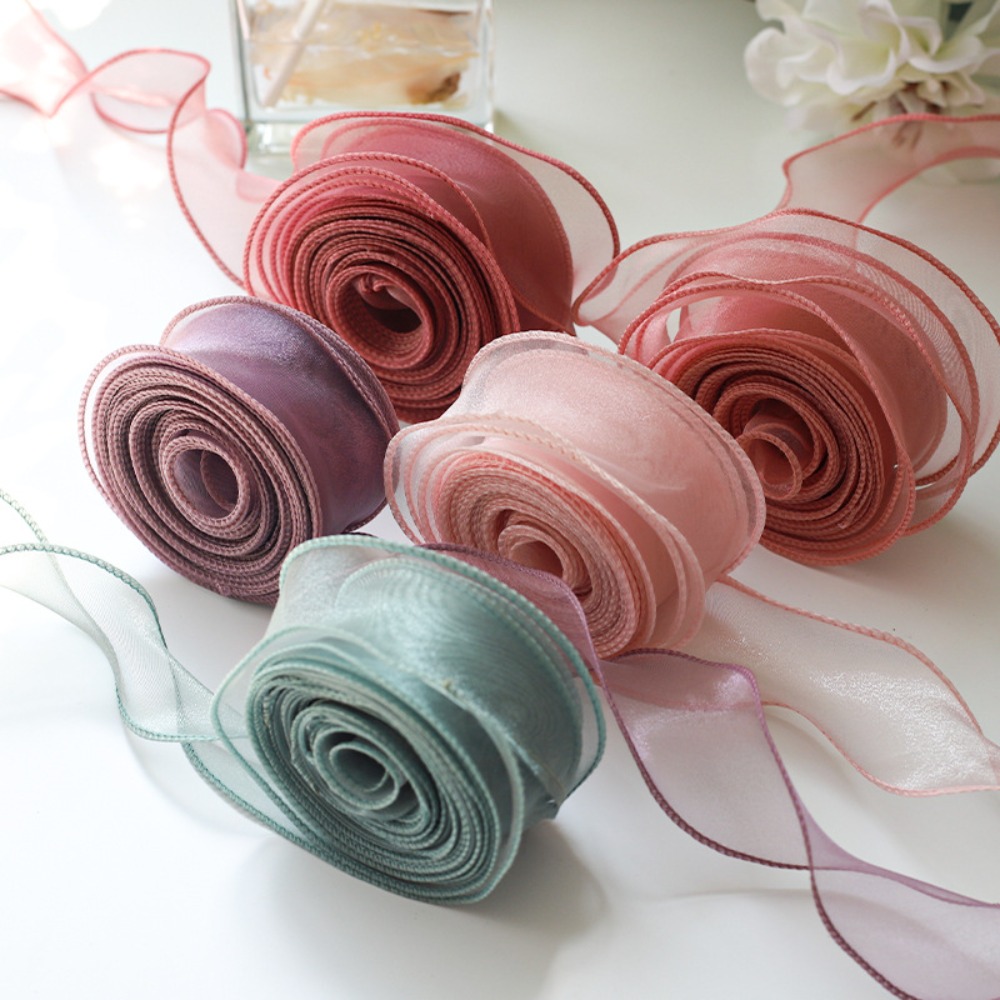 フラワーブーケ用サテンリボンのロール,チュールオーガンザリボ - Ribbon Organza Roll のレビューと価格