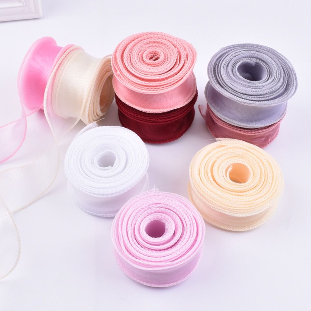 フラワーブーケ用サテンリボンのロール,チュールオーガンザリボ - Ribbon Organza Roll のレビューと価格