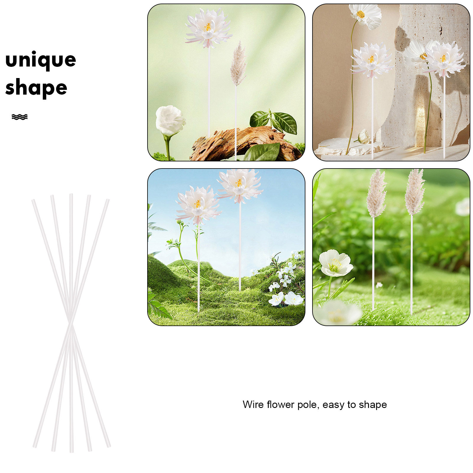 40本入り 鉄製花用ワイヤー DIYフラワーステム 曲げられ - Wire Stem Florist のレビューと価格