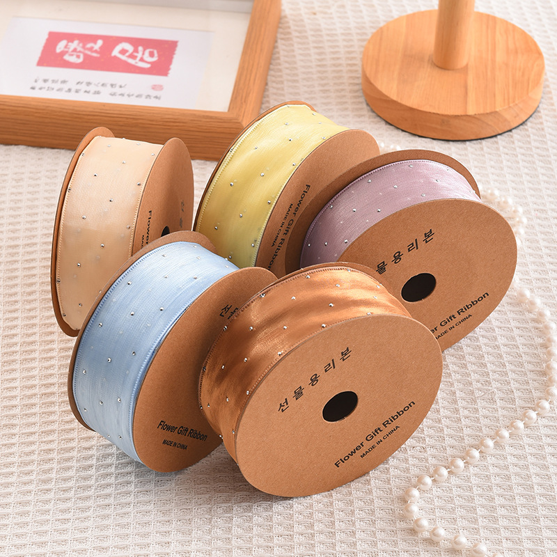 20 ヤードロール 4 センチメートルラインストーンシルクリ - Ribbon Organza Roll のレビューと価格