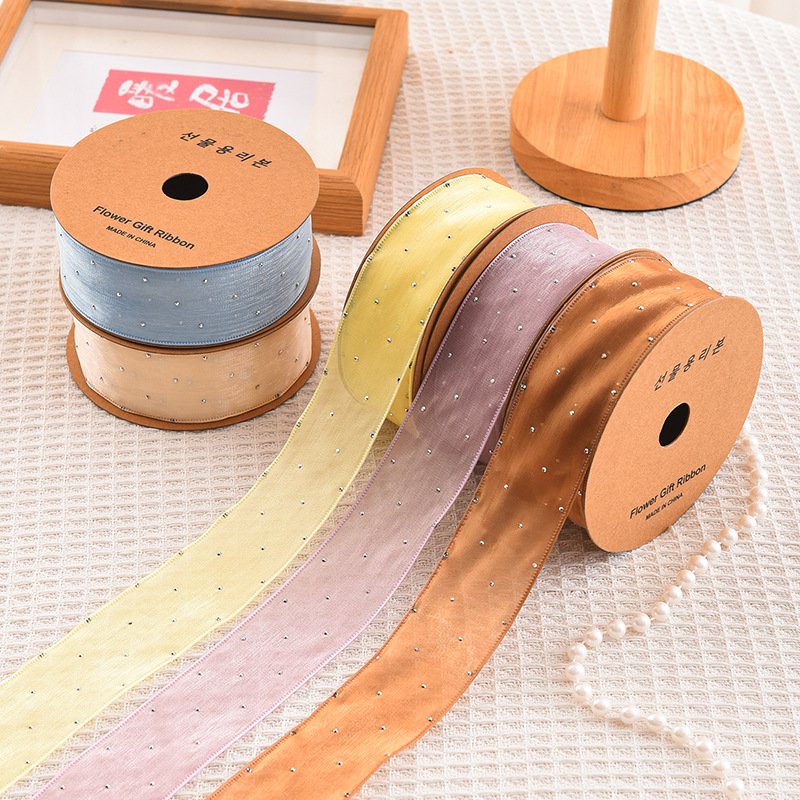 20 ヤードロール 4 センチメートルラインストーンシルクリ - Ribbon Organza Roll のレビューと価格