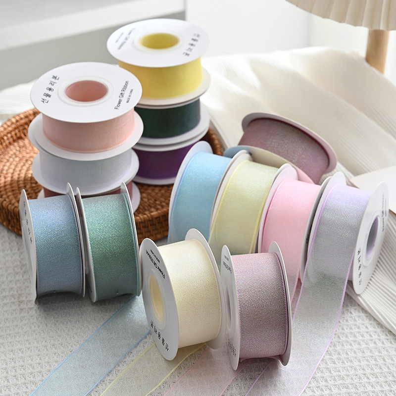カラフルなオーガンザリボン,日曜大工のギフトボックス,包装材 - Ribbon Organza Roll のレビューと価格