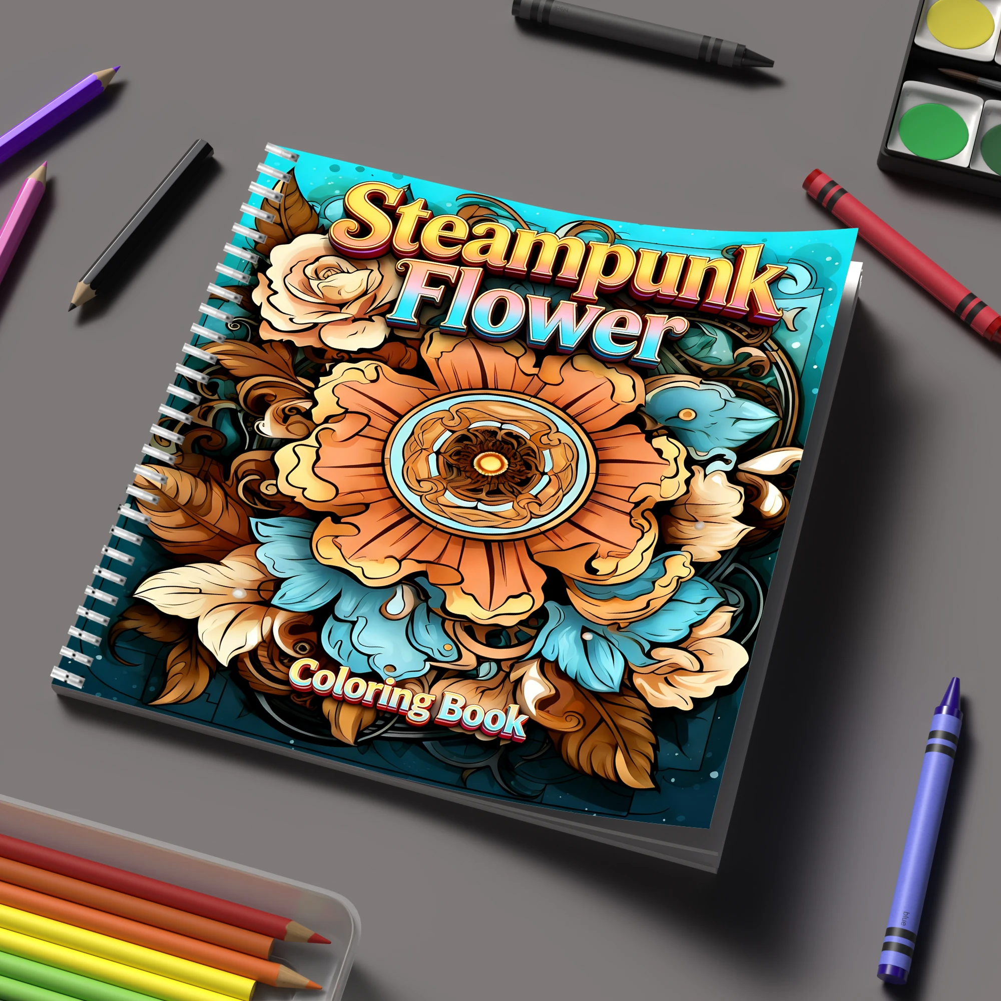 塗り絵ブック スチームパンクフラワー 大人向け塗り絵ブック、 - Flower Supply のレビューと価格