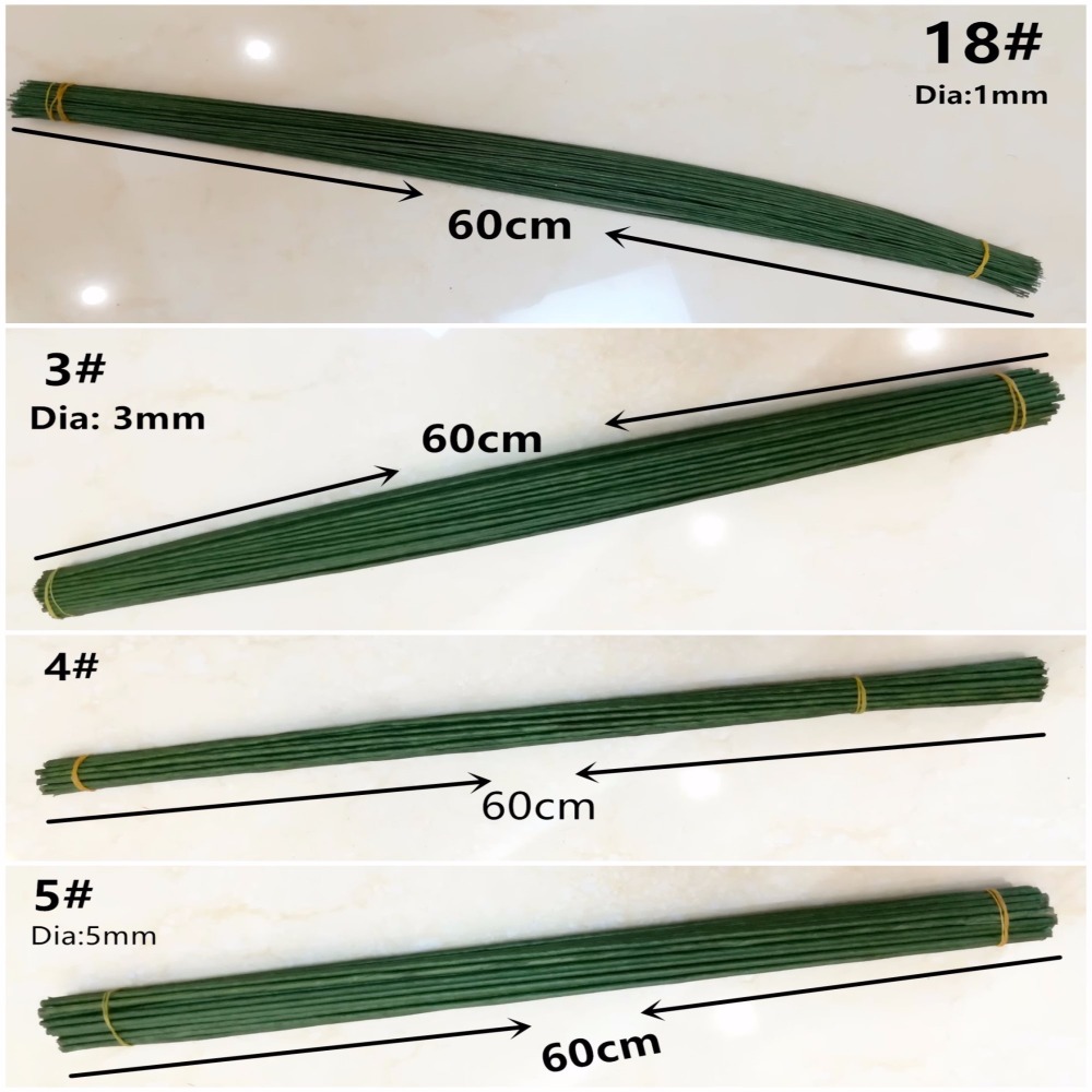 1mm 2/3/4/5mm 40/60cm ダークグリーンワ - Wire Stem Florist のレビューと価格